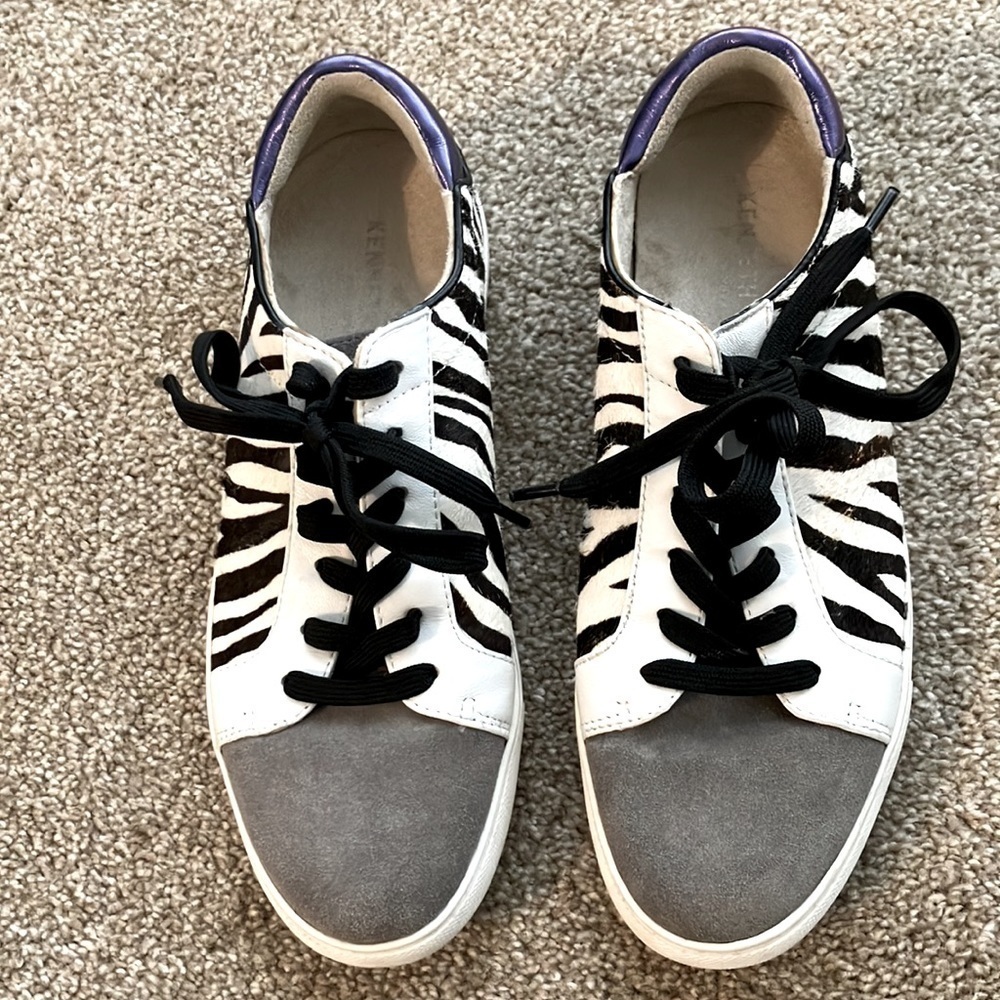 Kenneth Cole Kam Animal-Print Lace Up Sneakers Calf Hair Leather Size 7M